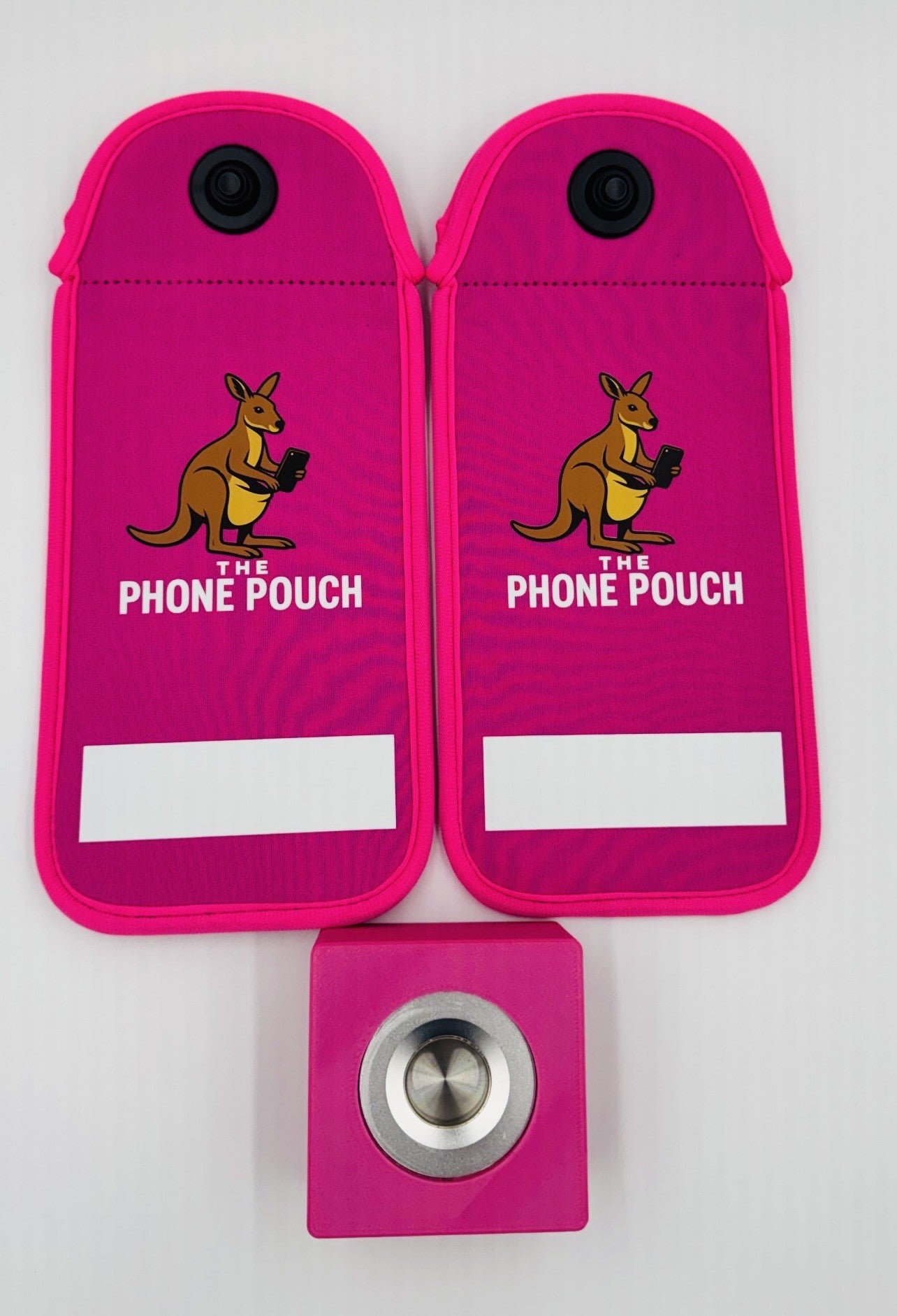 2 PINK PHONE POUCHES AND A PINK MAGNET
