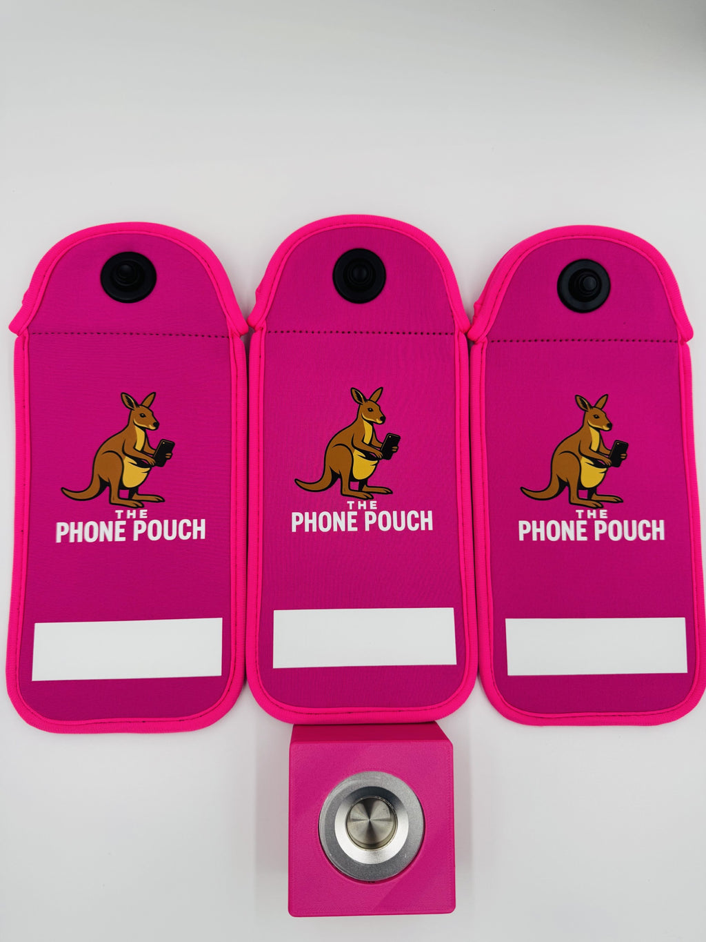 3 PINK PHONE POUCHES AND A PINK MAGNET